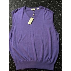 Peter Millar Vest Men's XL Purple Pullover V-Neck Sweater Golf Cashmere Blend
